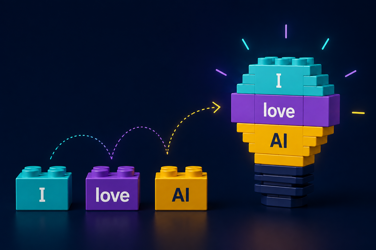 A sentence represented as LEGO pieces